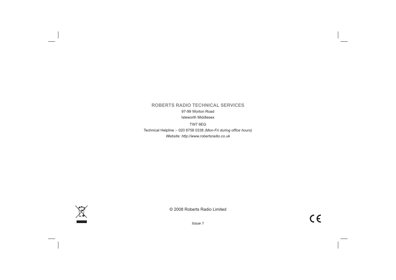 Roberts Radio SolarDAB Solar Powered DAB Radio User Manual | Page 20 / 20