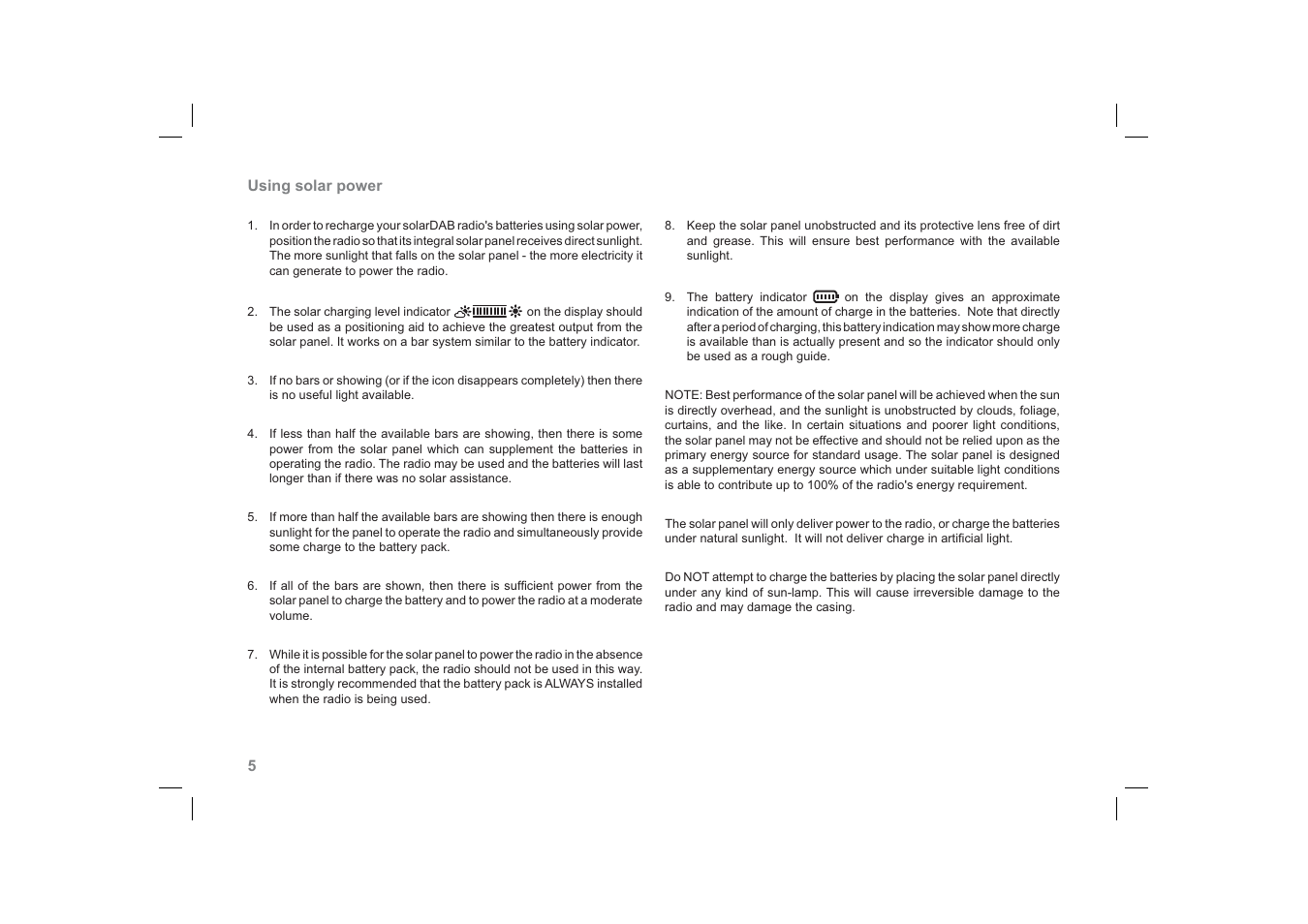 Roberts Radio SolarDAB Solar Powered DAB Radio User Manual | Page 6 / 20