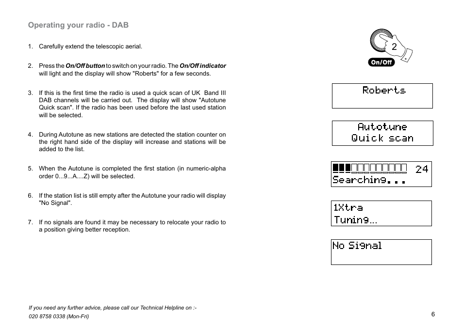 Operating your radio - dab | Roberts Radio Gemini 46 RD-46 User Manual | Page 7 / 20