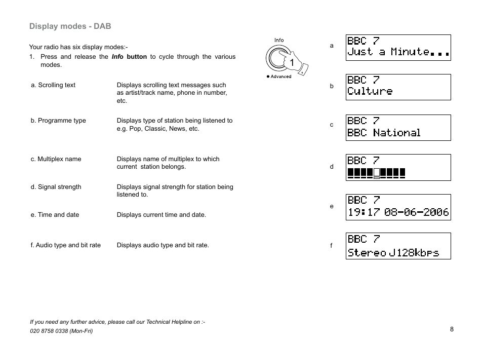 Display modes - dab | Roberts Radio Gemini 46 RD-46 User Manual | Page 9 / 20