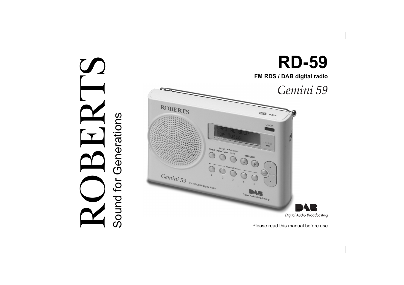 Roberts Radio Gemini 59 RD-59 User Manual | 24 pages