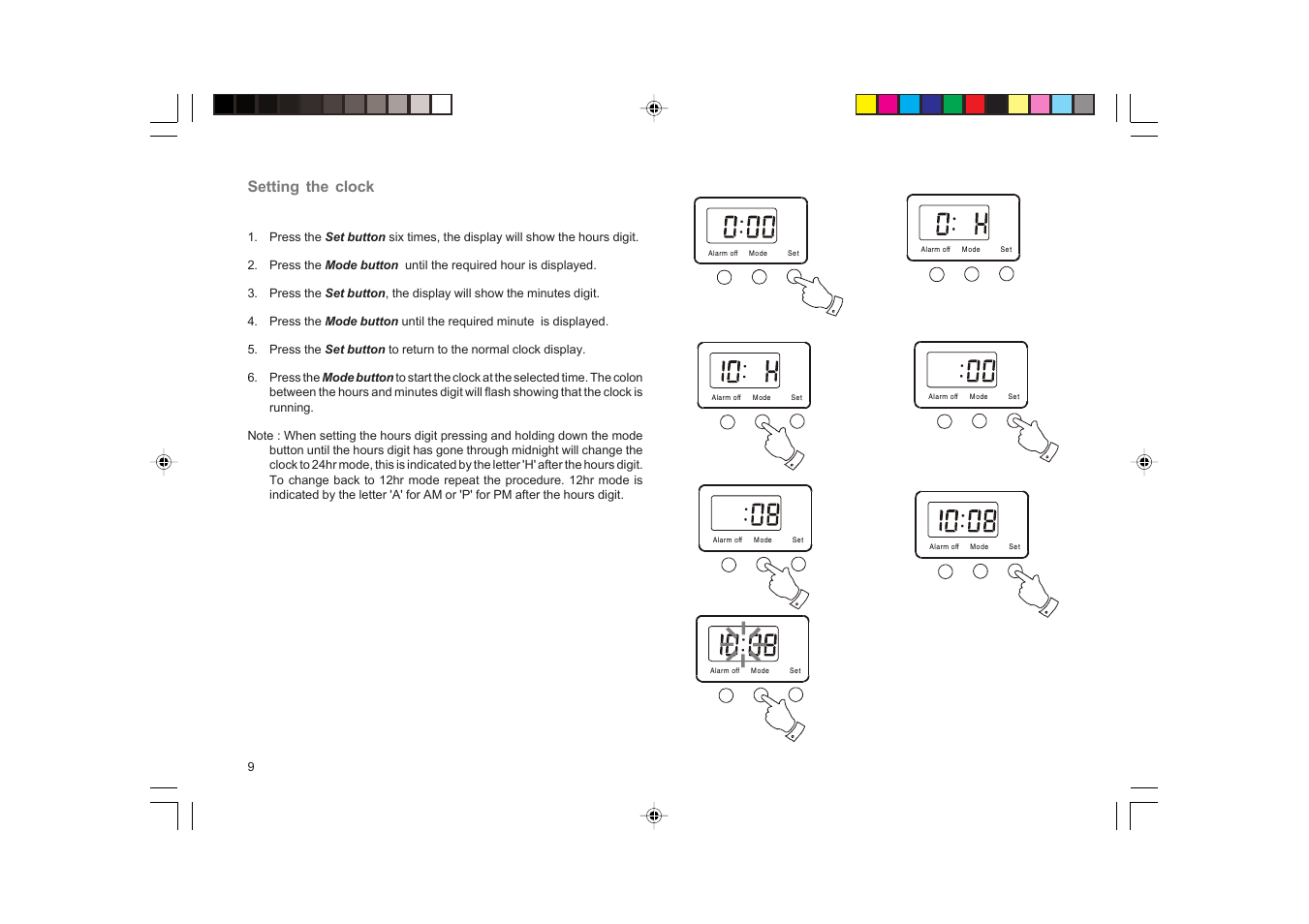 Setting the clock | Roberts Radio RC9907 User Manual | Page 10 / 20