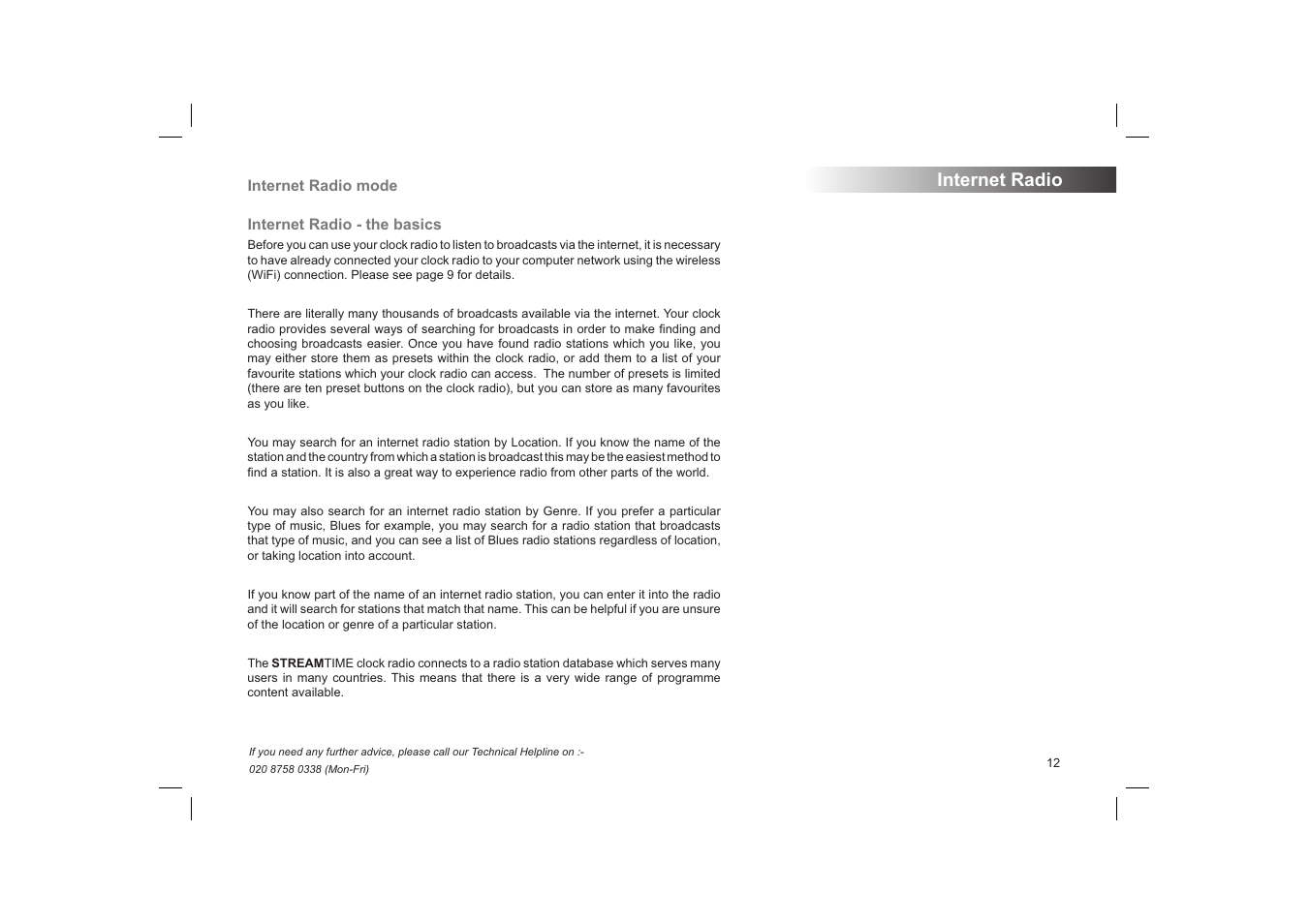 Internet radio | Roberts Radio STREAMTime User Manual | Page 13 / 68