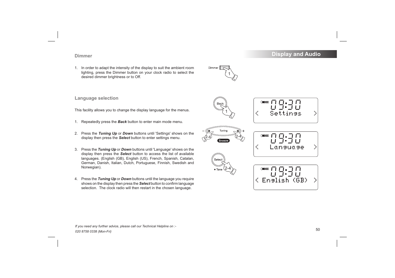 Display and audio | Roberts Radio STREAMTime User Manual | Page 51 / 68