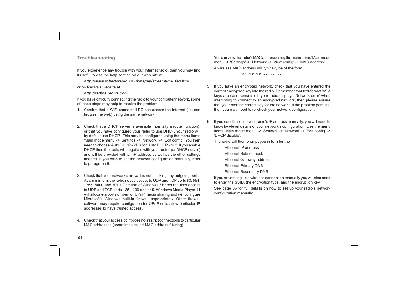 Roberts Radio STREAMTime User Manual | Page 62 / 68