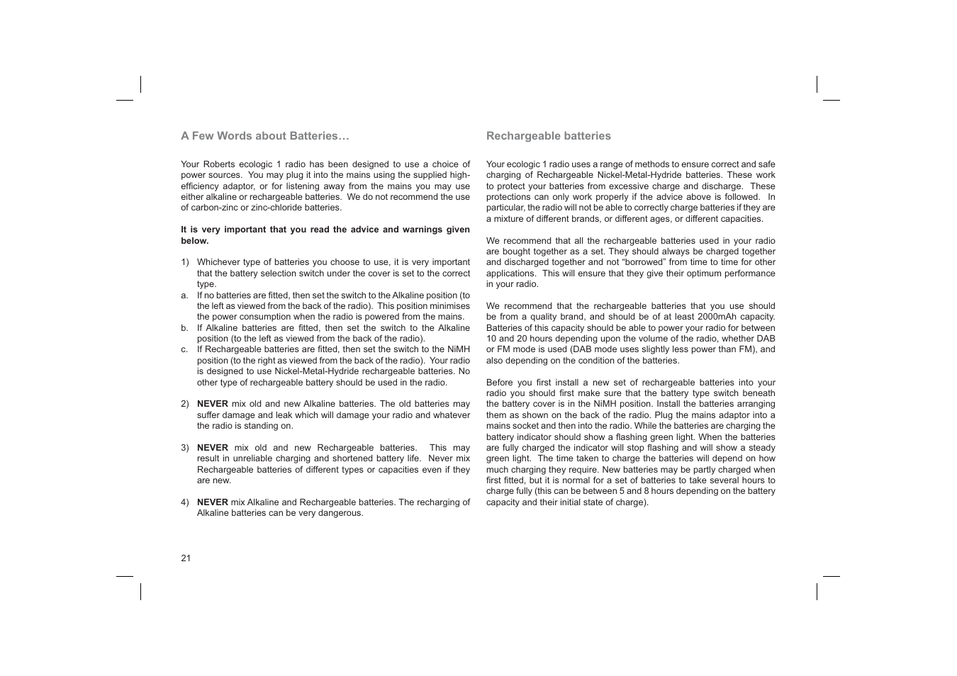Roberts Radio ecologic1 User Manual | Page 22 / 28