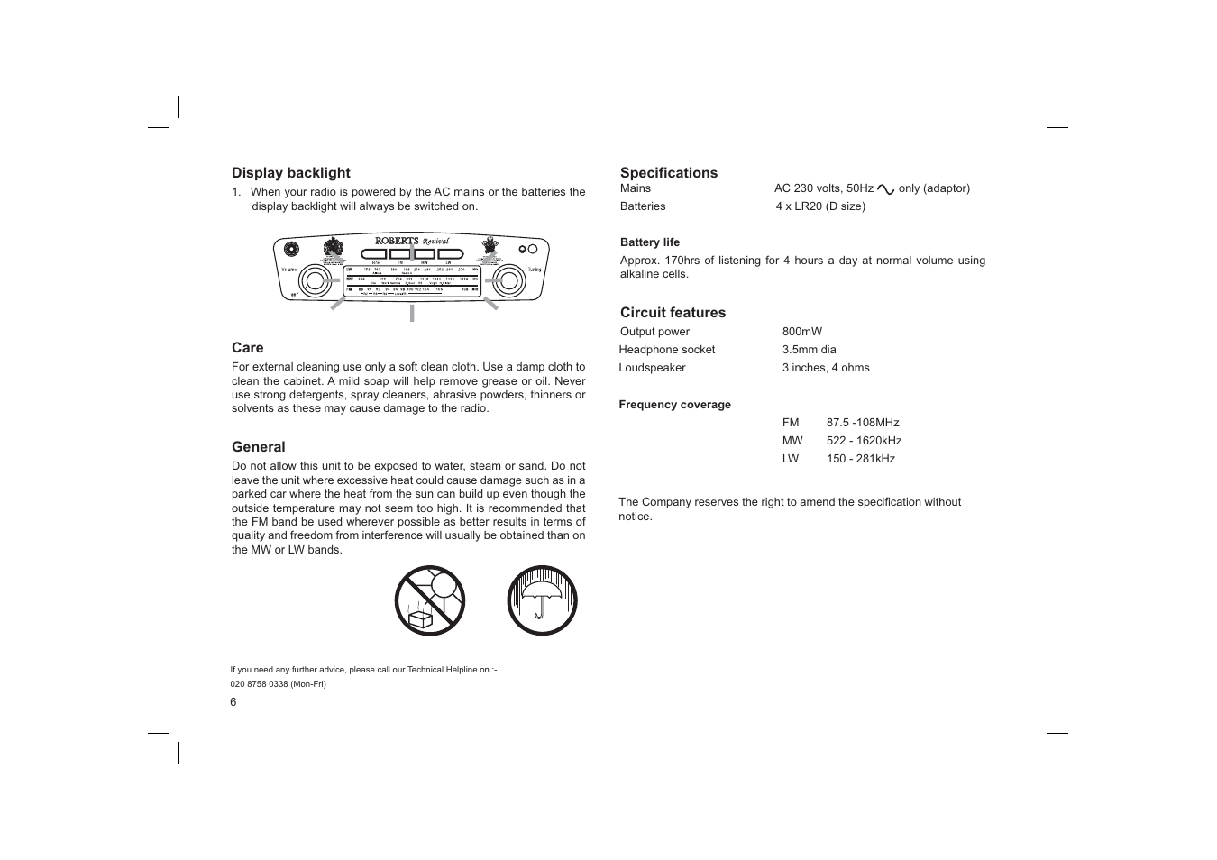 Roberts Radio Revwal User Manual | Page 6 / 8