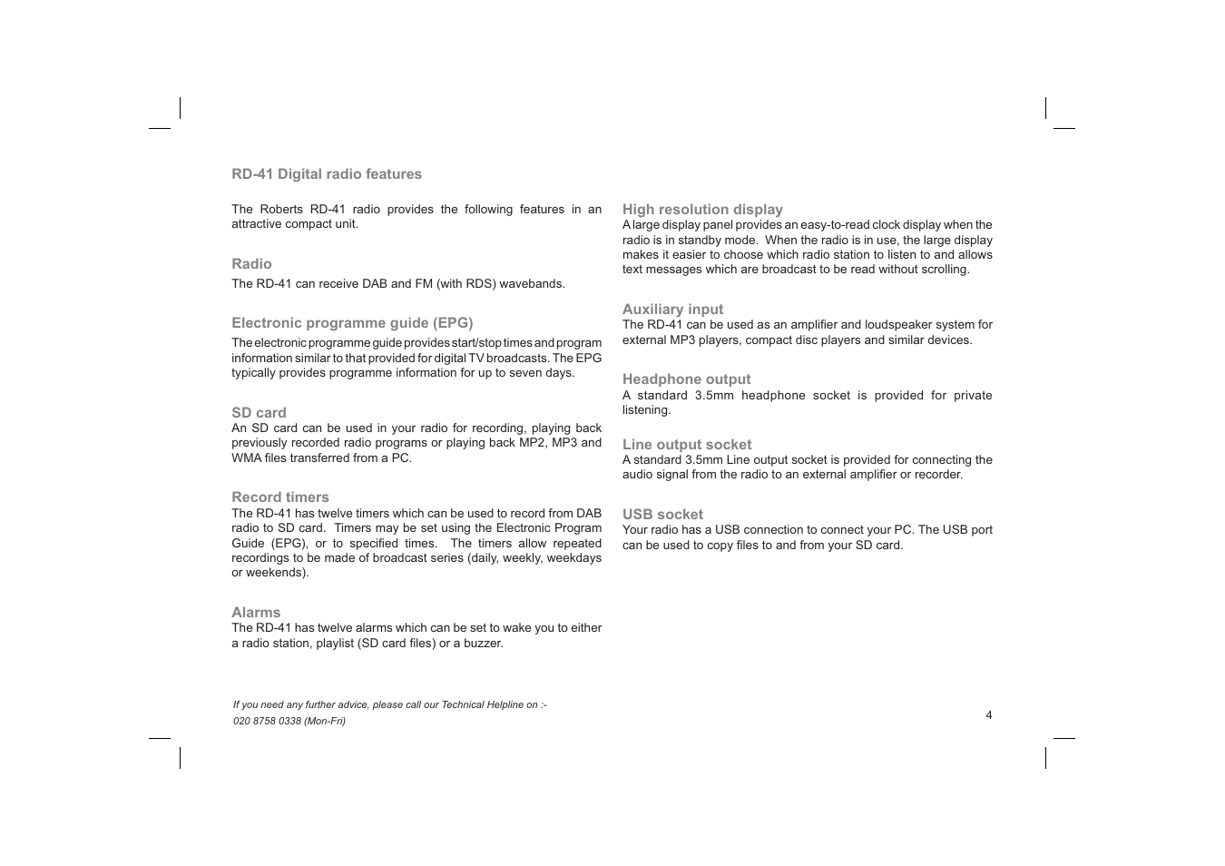 Roberts Radio RD-41 User Manual | Page 5 / 64