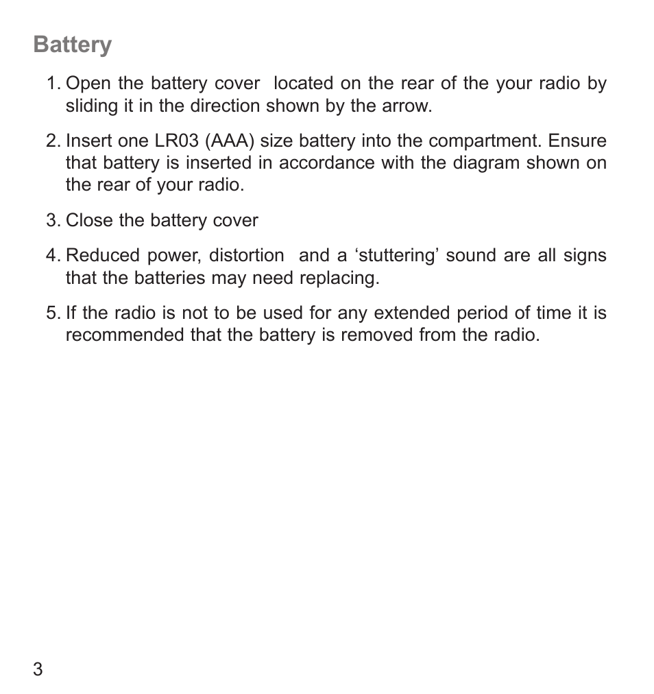 Battery | Roberts Radio R9941 User Manual | Page 4 / 16