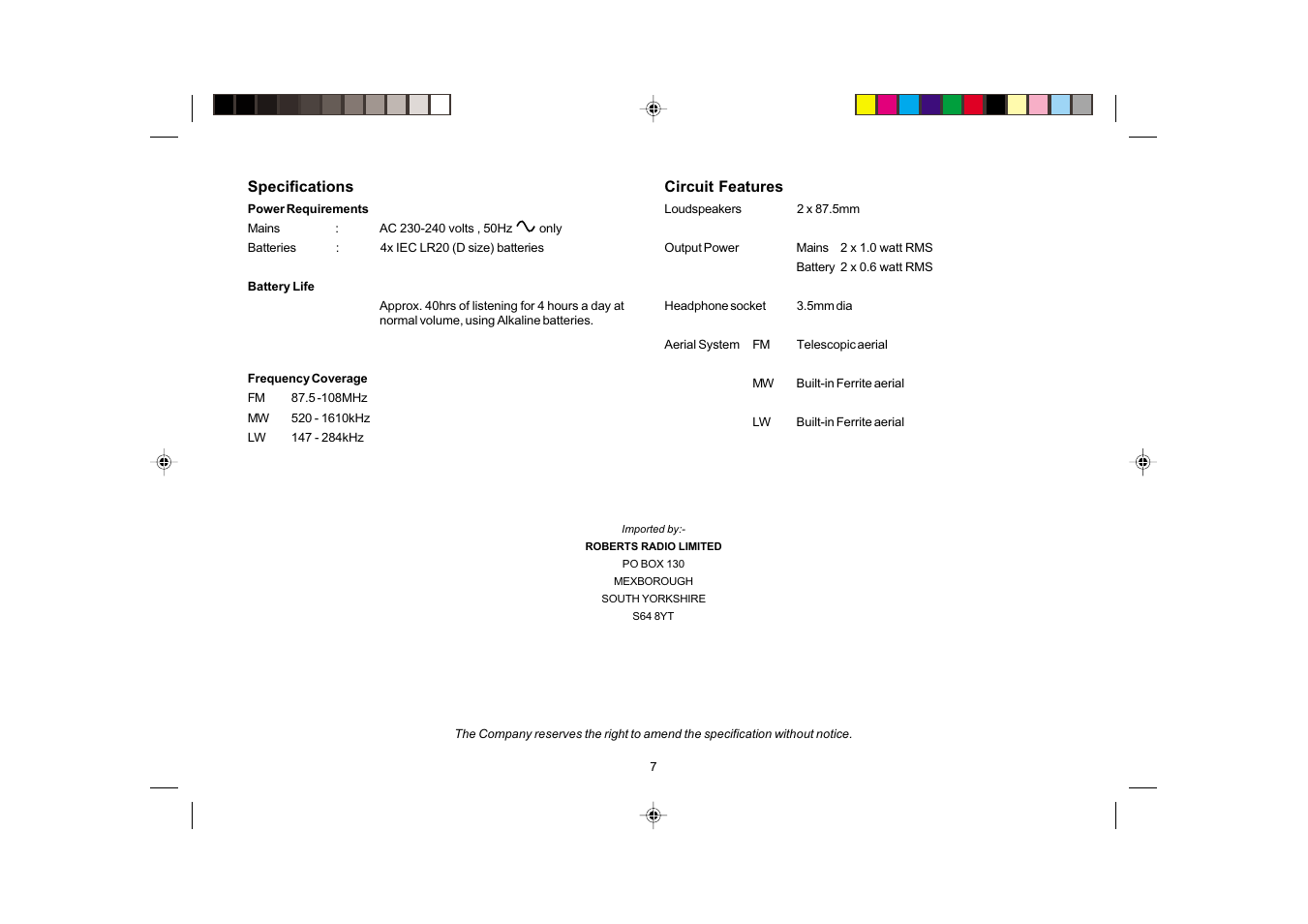 Roberts Radio SRC955 User Manual | Page 7 / 8
