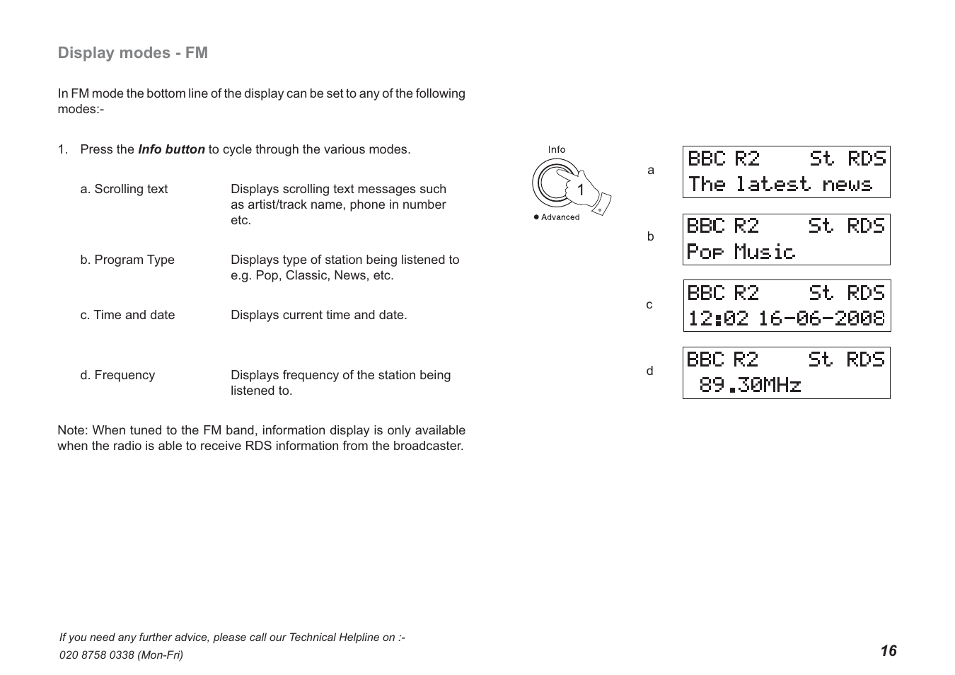 Display modes - fm | Roberts Radio Ecologic 3 User Manual | Page 17 / 24