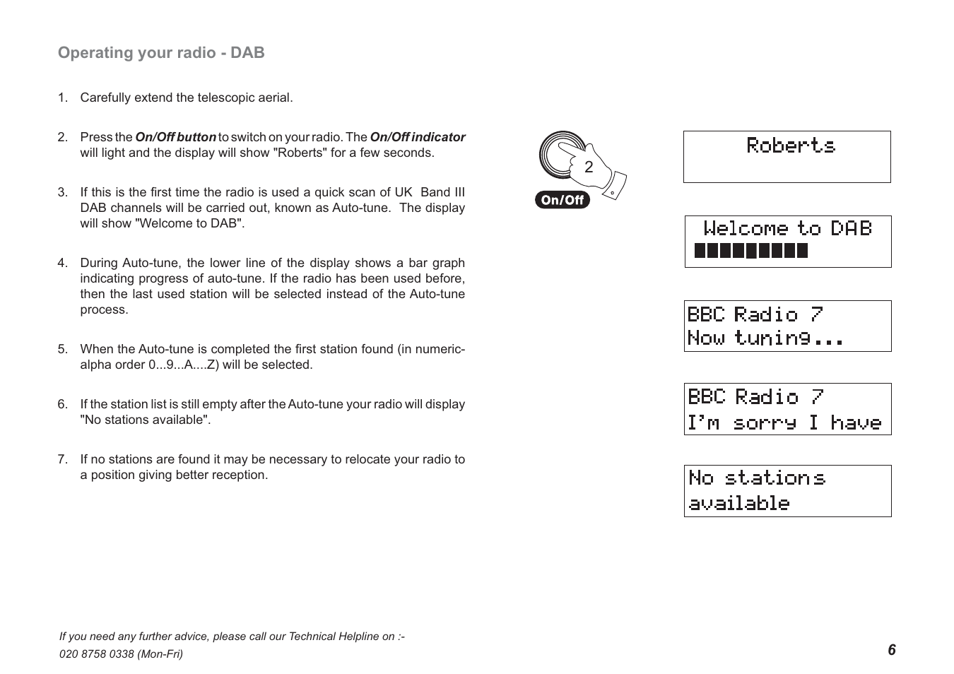 Operating your radio - dab | Roberts Radio Ecologic 3 User Manual | Page 7 / 24