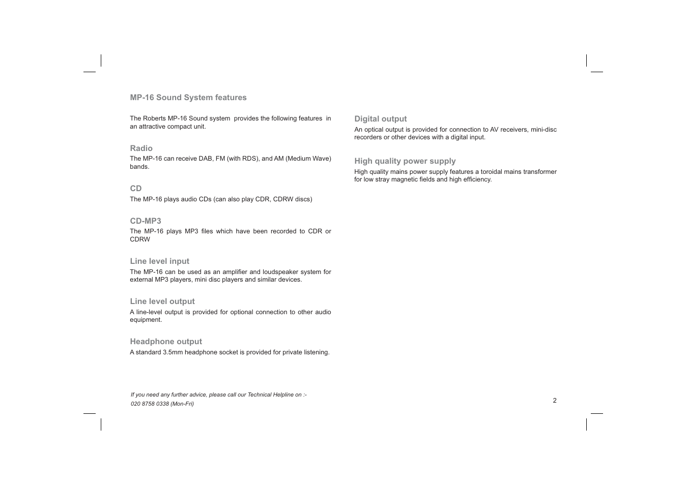 Roberts Radio MP-16CD User Manual | Page 3 / 52