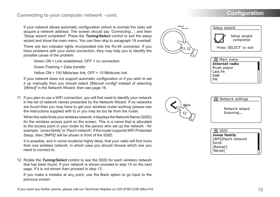 Configuration, Connecting to your computer network - cont | Roberts Radio 205 User Manual | Page 13 / 100