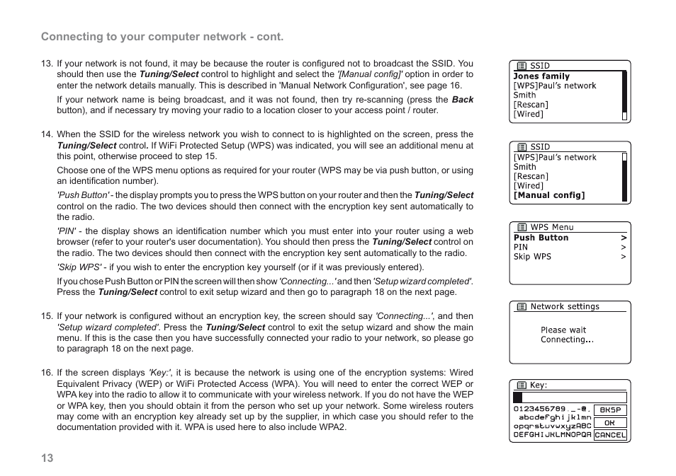 13 connecting to your computer network - cont | Roberts Radio 205 User Manual | Page 14 / 100