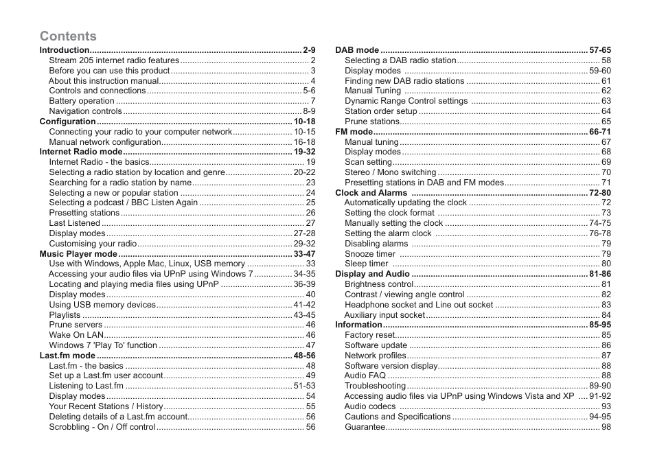 Roberts Radio 205 User Manual | Page 2 / 100