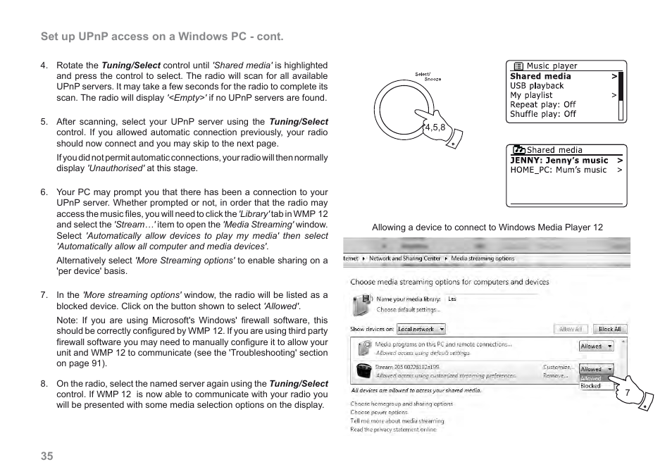 35 set up upnp access on a windows pc - cont | Roberts Radio 205 User Manual | Page 36 / 100