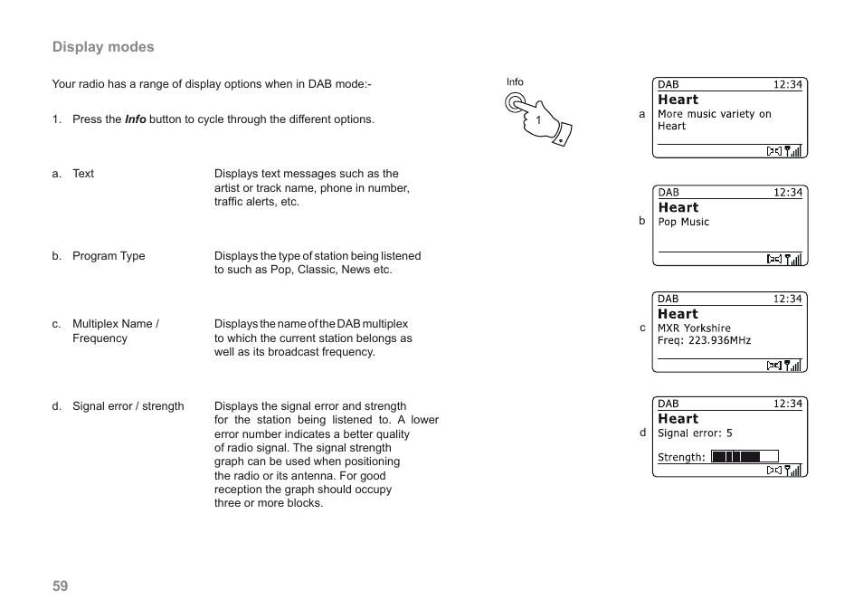 Display modes | Roberts Radio 205 User Manual | Page 60 / 100