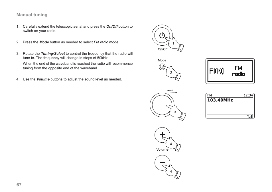 Manual tuning | Roberts Radio 205 User Manual | Page 68 / 100