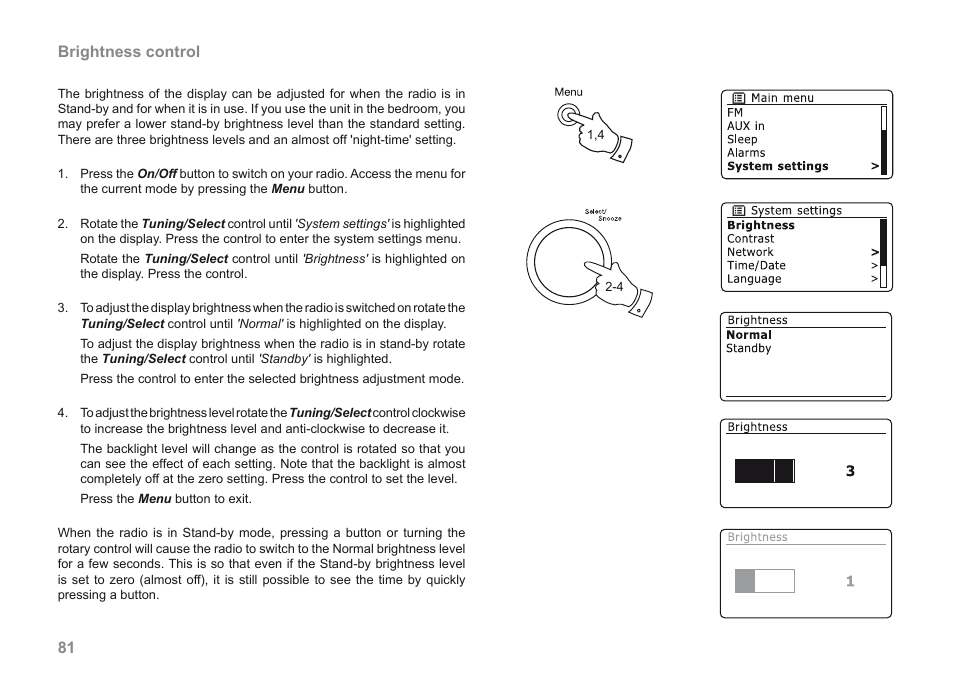 81 brightness control | Roberts Radio 205 User Manual | Page 82 / 100