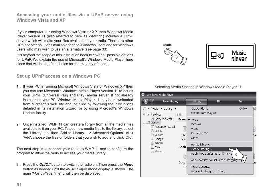 Set up upnp access on a windows pc | Roberts Radio 205 User Manual | Page 92 / 100