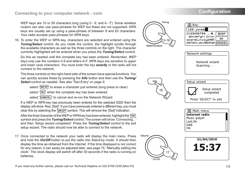 Configuration, Connecting to your computer network - cont | Roberts Radio iStream User Manual | Page 15 / 100