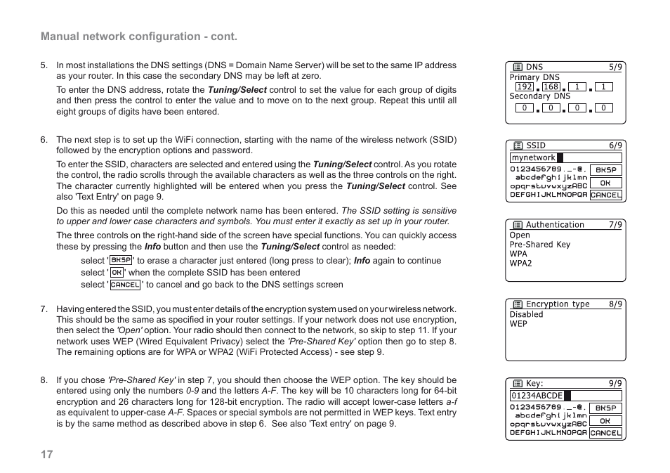 17 manual network configuration - cont | Roberts Radio iStream User Manual | Page 18 / 100