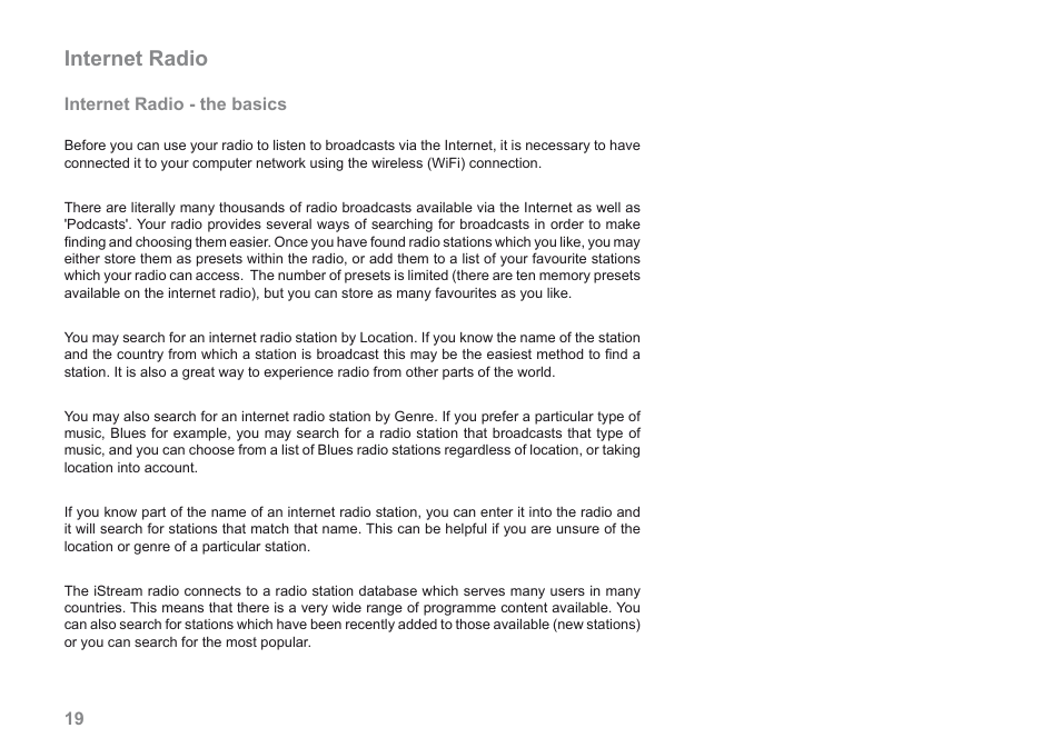 Internet radio | Roberts Radio iStream User Manual | Page 20 / 100