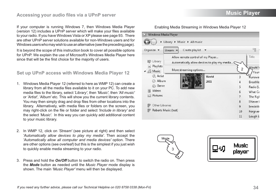 Music player | Roberts Radio iStream User Manual | Page 35 / 100