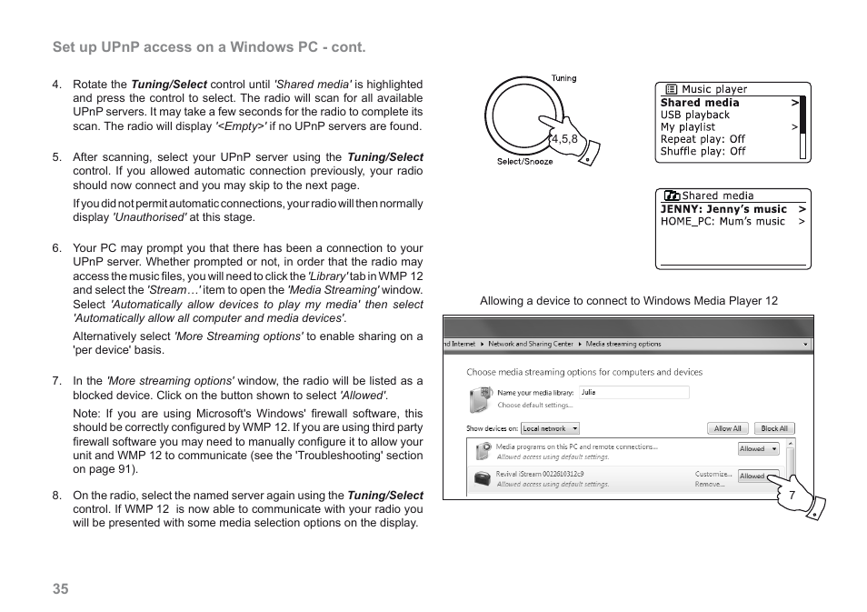 35 set up upnp access on a windows pc - cont | Roberts Radio iStream User Manual | Page 36 / 100