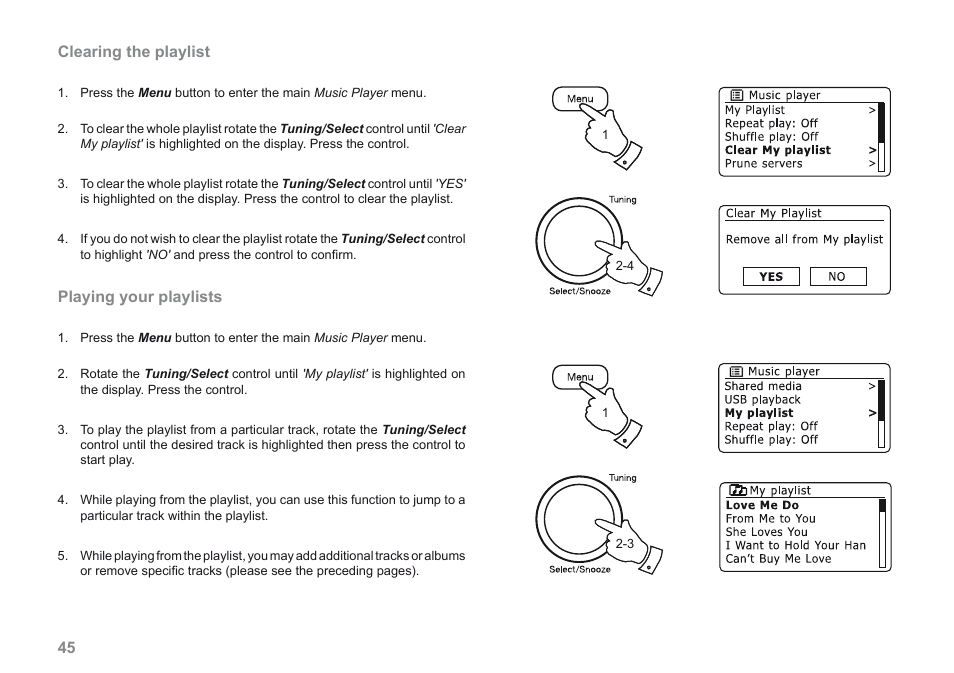 Clearing the playlist, Playing your playlists | Roberts Radio iStream User Manual | Page 46 / 100