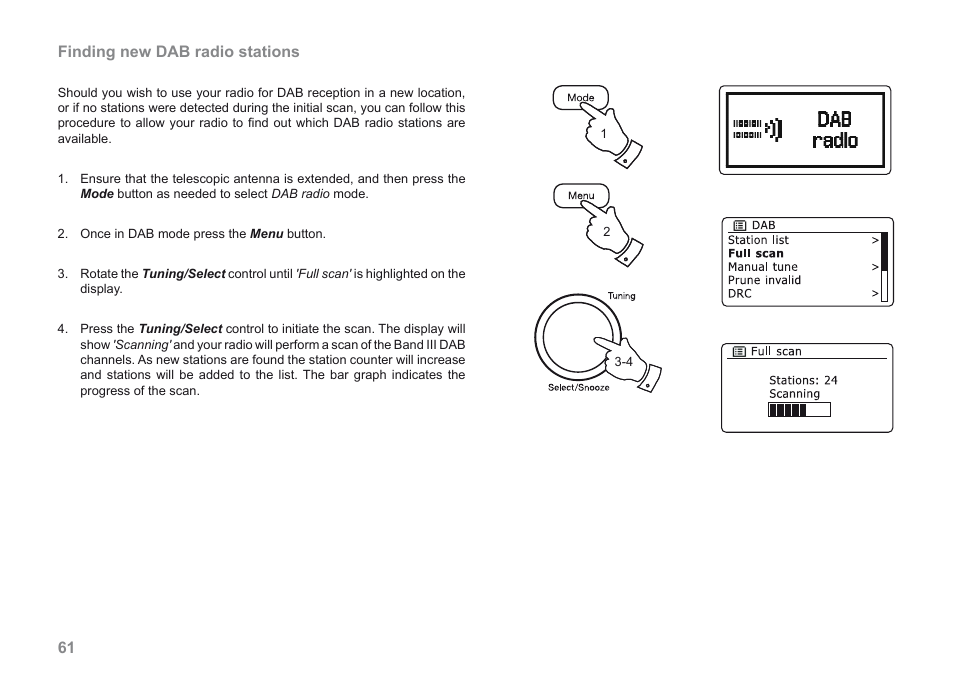 Finding new dab radio stations | Roberts Radio iStream User Manual | Page 62 / 100