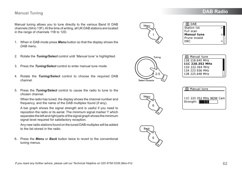 Dab radio, Manual tuning | Roberts Radio iStream User Manual | Page 63 / 100