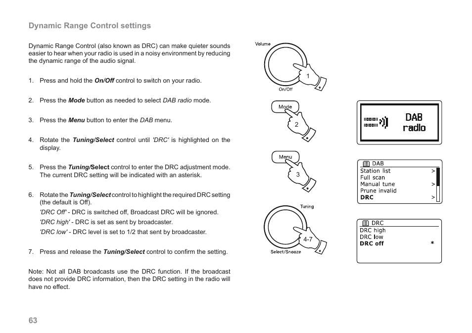 Dynamic range control settings | Roberts Radio iStream User Manual | Page 64 / 100