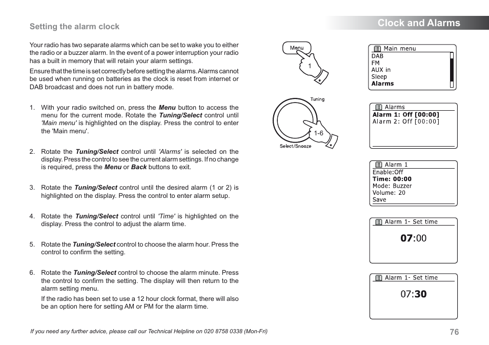 Clock and alarms, Setting the alarm clock | Roberts Radio iStream User Manual | Page 77 / 100