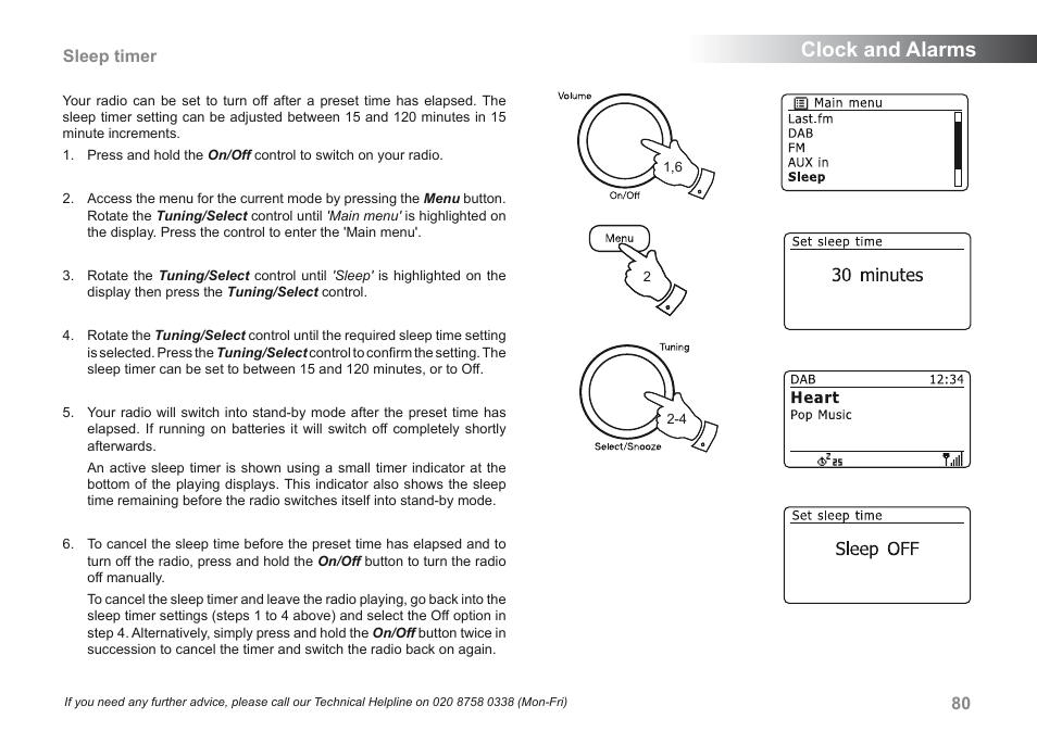 Clock and alarms, Sleep timer | Roberts Radio iStream User Manual | Page 81 / 100