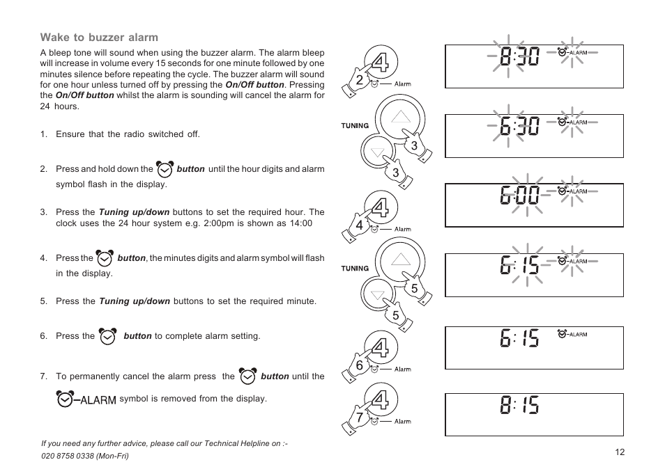 Wake to buzzer alarm | Roberts Radio R9943 User Manual | Page 13 / 24