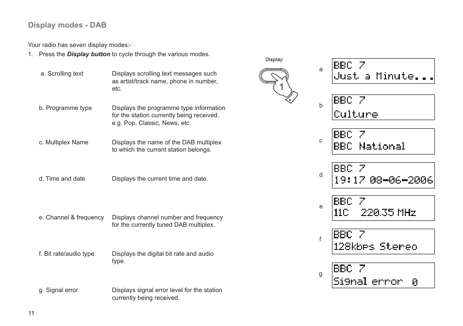 Display modes - dab | Roberts Radio BAB MP-24 User Manual | Page 12 / 44