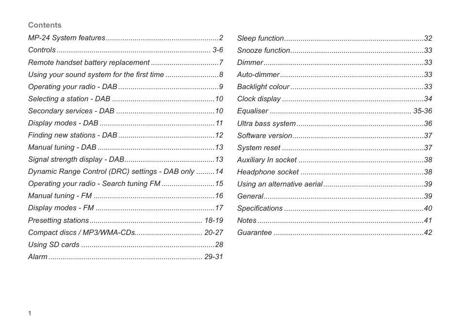 Roberts Radio BAB MP-24 User Manual | Page 2 / 44