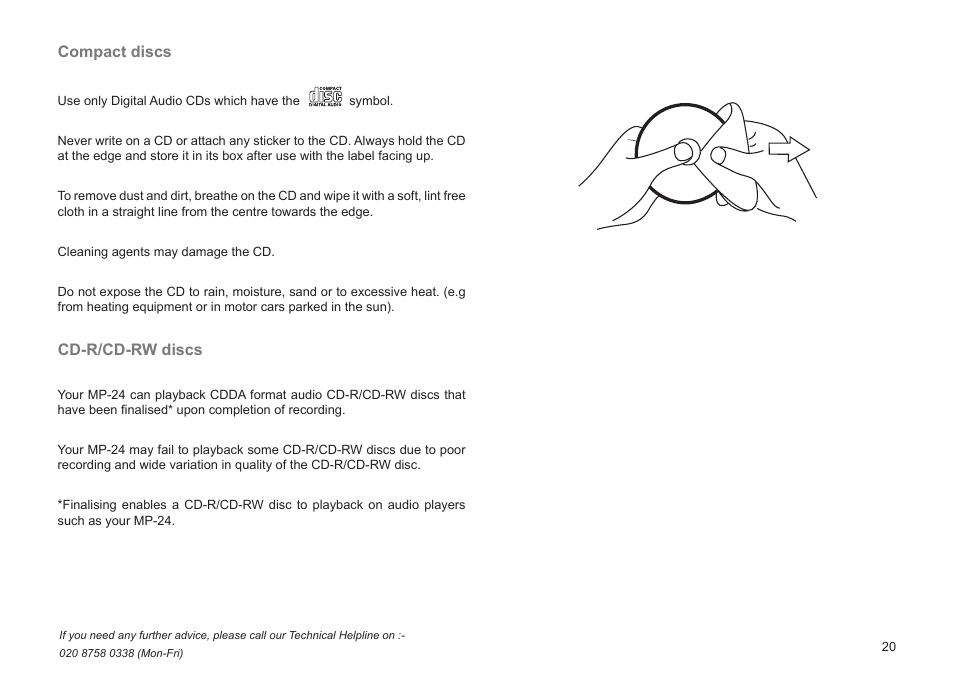Compact discs, Cd-r/cd-rw discs | Roberts Radio BAB MP-24 User Manual | Page 21 / 44