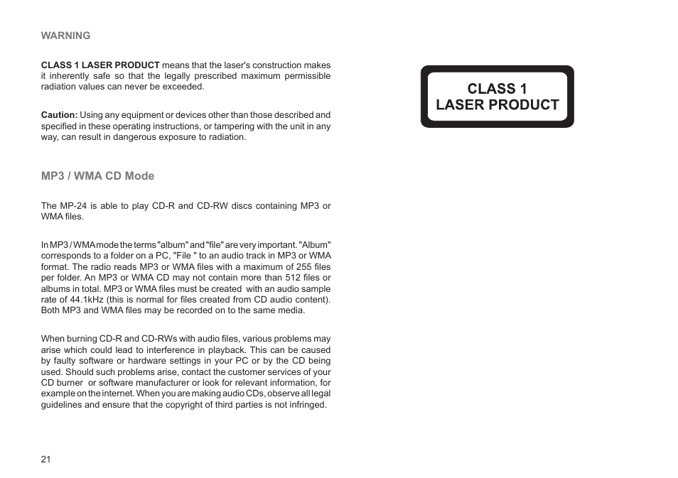 Mp3 / wma cd mode | Roberts Radio BAB MP-24 User Manual | Page 22 / 44
