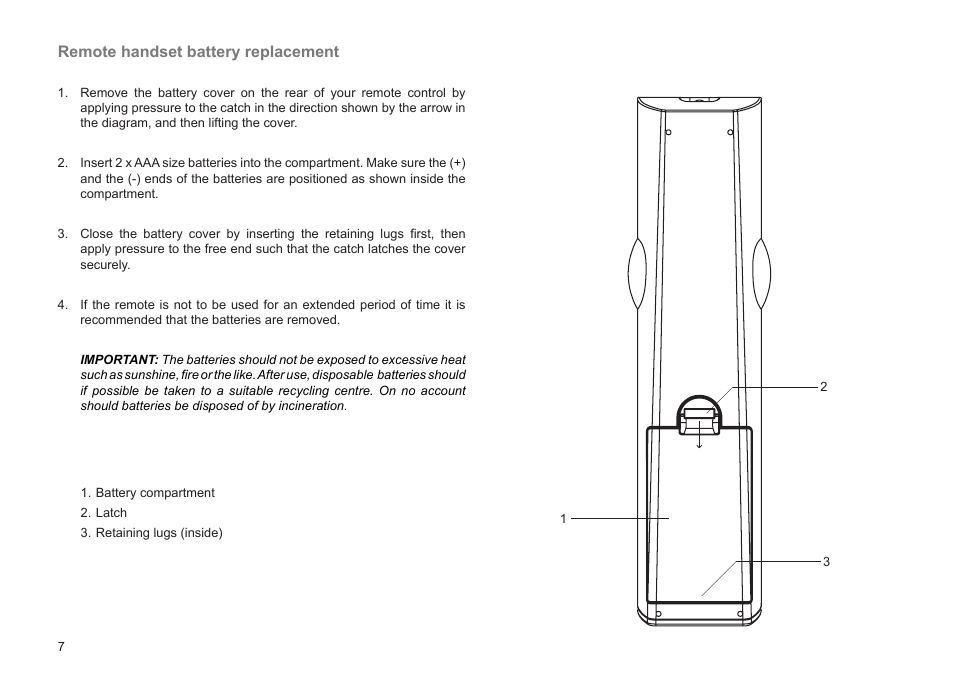 Remote handset battery replacement | Roberts Radio BAB MP-24 User Manual | Page 8 / 44