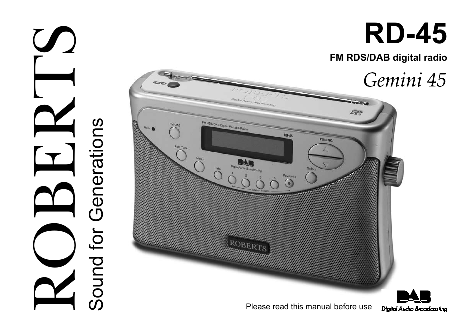 Roberts Radio Gemini 45 RD-45 User Manual | 24 pages