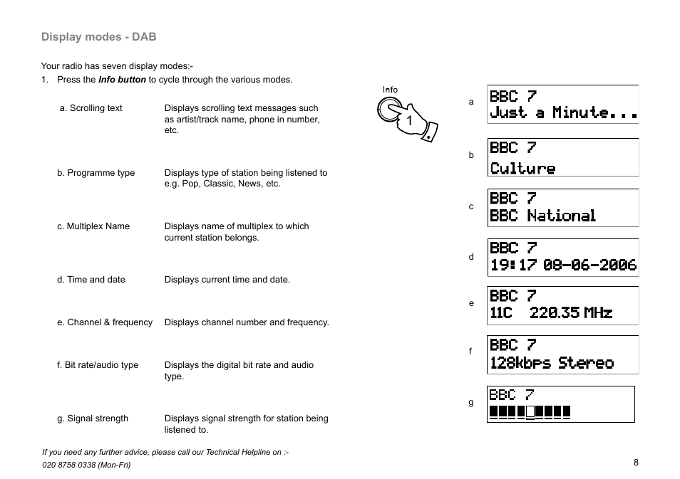 Display modes - dab | Roberts Radio Gemini 45 RD-45 User Manual | Page 9 / 24