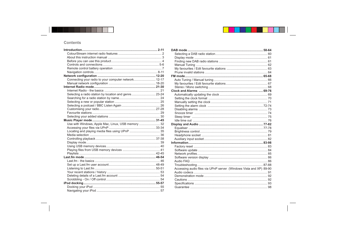 Roberts Radio ColourStream User Manual | Page 2 / 100