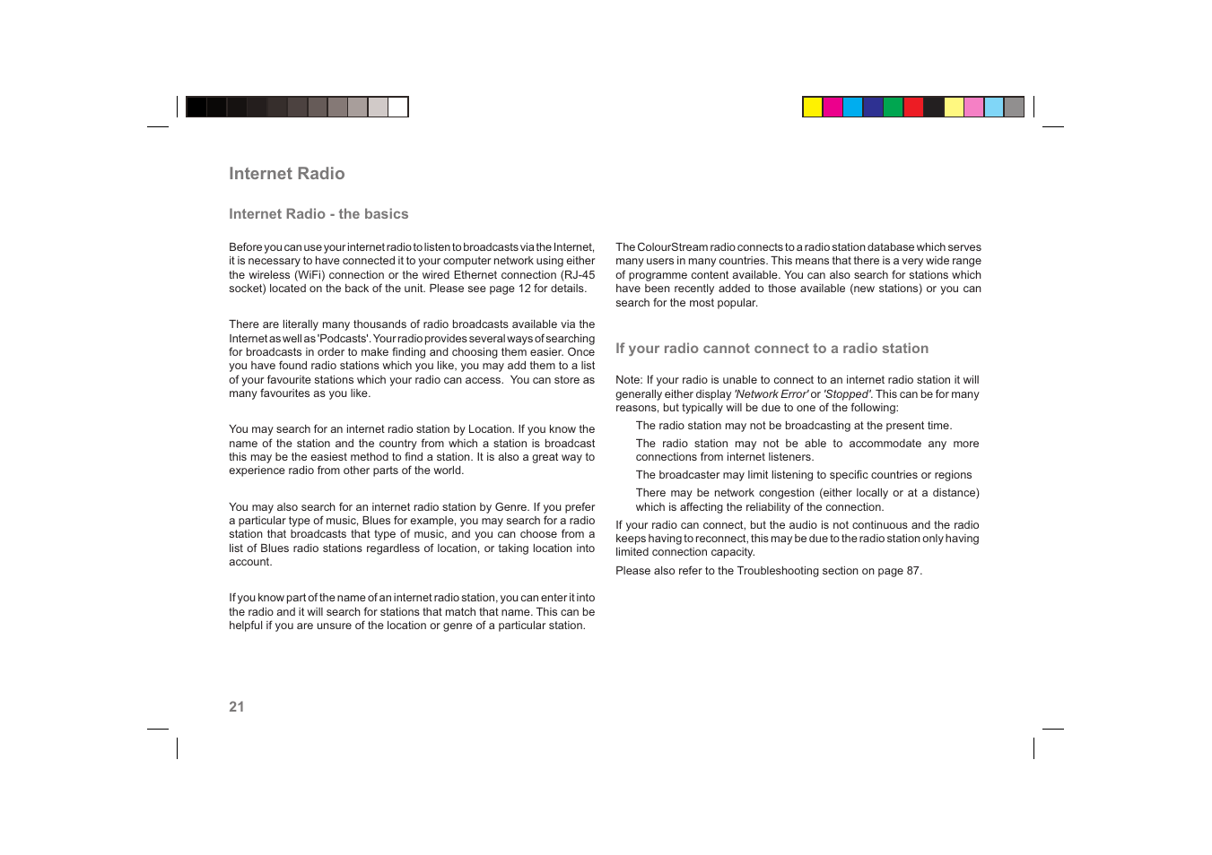 Internet radio | Roberts Radio ColourStream User Manual | Page 22 / 100