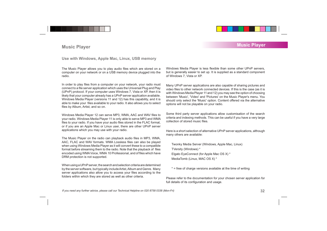 Music player | Roberts Radio ColourStream User Manual | Page 33 / 100