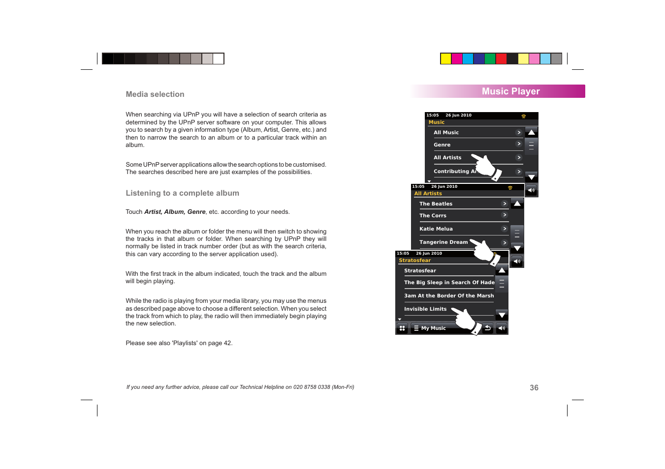 Music player | Roberts Radio ColourStream User Manual | Page 37 / 100