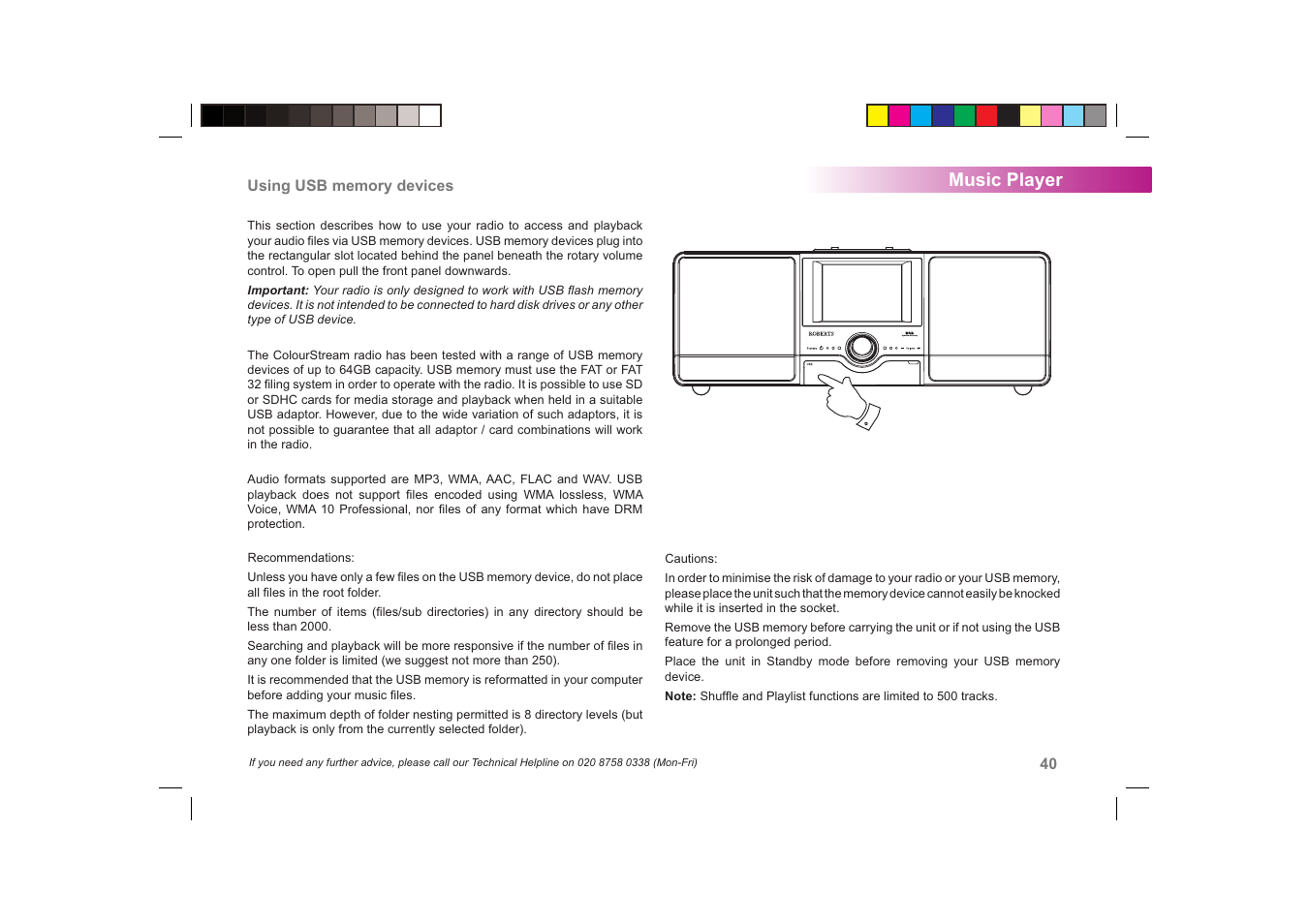 Music player | Roberts Radio ColourStream User Manual | Page 41 / 100