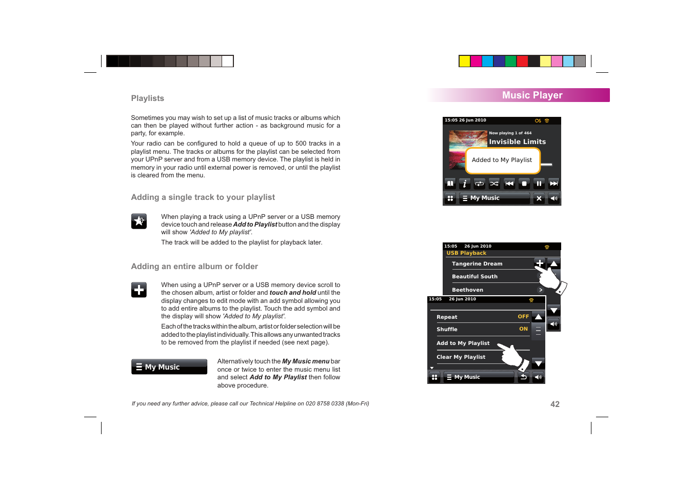 Music player | Roberts Radio ColourStream User Manual | Page 43 / 100